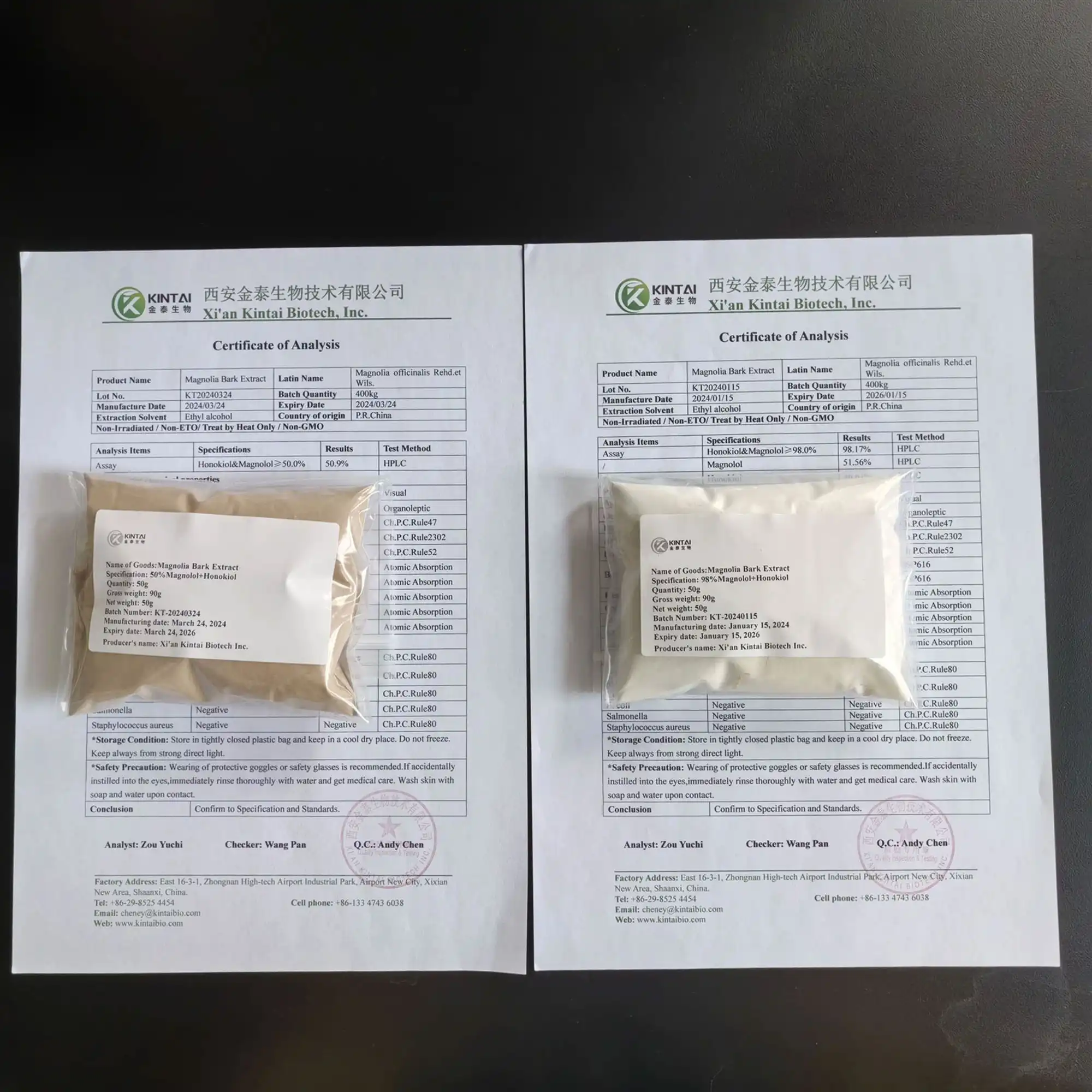 Magnolia Officinalis Extract of KINTAI Delivery Sample